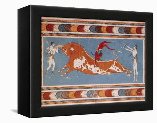 Bull-Leaping Fresco from Minoan Culture-Science Source-Framed Premier Image Canvas