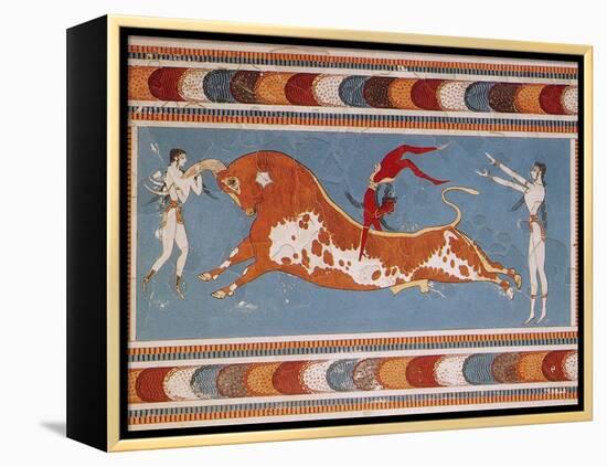 Bull-Leaping Fresco from Minoan Culture-Science Source-Framed Premier Image Canvas