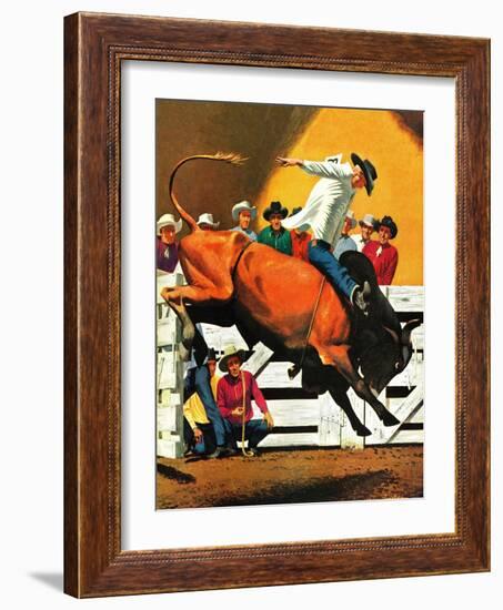 "Bull Riding," July 21, 1945-Fred Ludekens-Framed Giclee Print