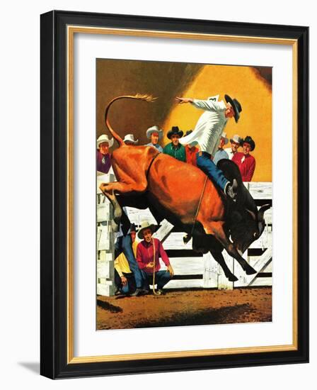 "Bull Riding," July 21, 1945-Fred Ludekens-Framed Giclee Print