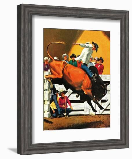 "Bull Riding," July 21, 1945-Fred Ludekens-Framed Giclee Print