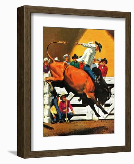 "Bull Riding," July 21, 1945-Fred Ludekens-Framed Giclee Print