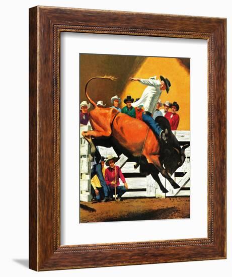 "Bull Riding," July 21, 1945-Fred Ludekens-Framed Giclee Print