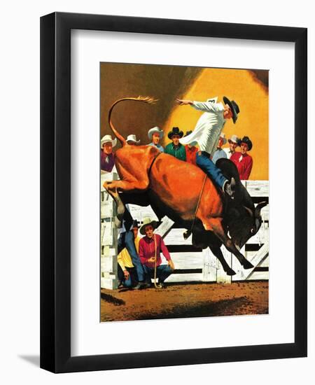 "Bull Riding," July 21, 1945-Fred Ludekens-Framed Giclee Print