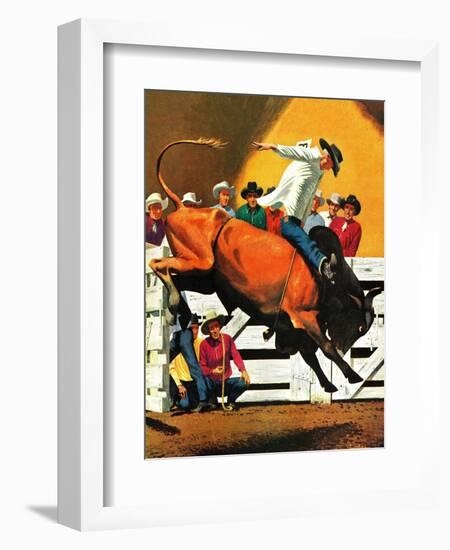 "Bull Riding," July 21, 1945-Fred Ludekens-Framed Giclee Print