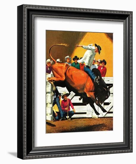 "Bull Riding," July 21, 1945-Fred Ludekens-Framed Giclee Print