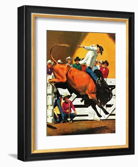 "Bull Riding," July 21, 1945-Fred Ludekens-Framed Giclee Print