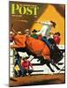 "Bull Riding," Saturday Evening Post Cover, July 21, 1945-Fred Ludekens-Mounted Giclee Print