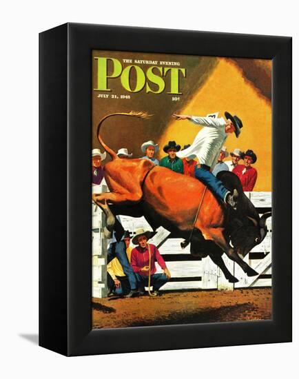 "Bull Riding," Saturday Evening Post Cover, July 21, 1945-Fred Ludekens-Framed Premier Image Canvas