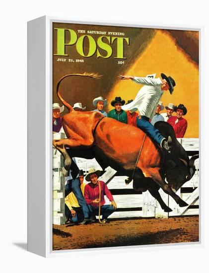 "Bull Riding," Saturday Evening Post Cover, July 21, 1945-Fred Ludekens-Framed Premier Image Canvas