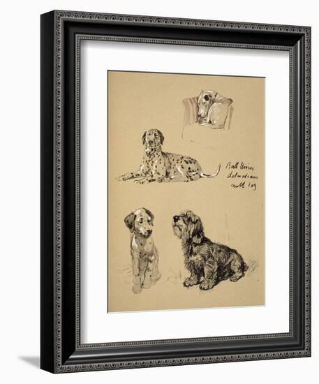 Bull Terrier, Dalmatians and Mutt Dog, 1930, Just Among Friends, Aldin, Cecil Charles Windsor-Cecil Aldin-Framed Giclee Print