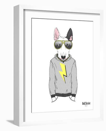 Bull Terrier in City Style-Olga Angellos-Framed Art Print