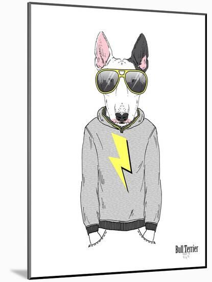 Bull Terrier in City Style-Olga Angellos-Mounted Art Print