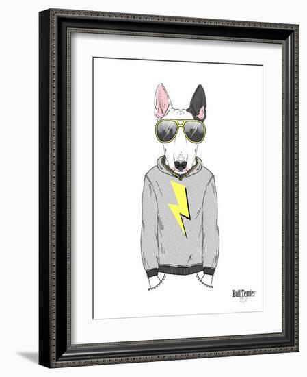 Bull Terrier in City Style-Olga Angellos-Framed Art Print