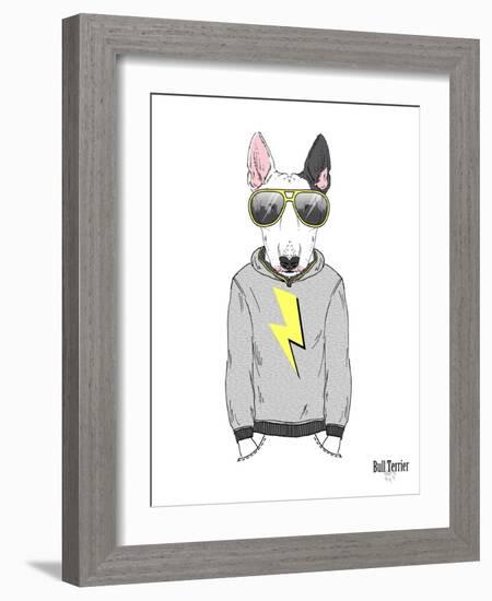 Bull Terrier in City Style-Olga Angellos-Framed Art Print