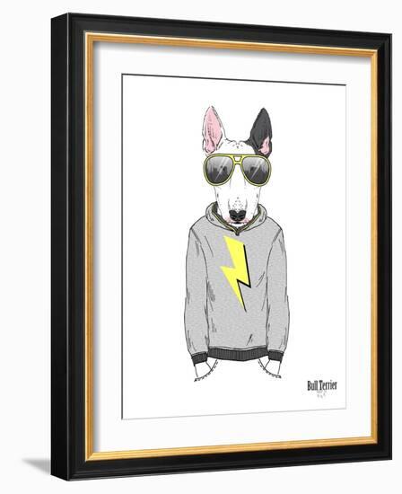 Bull Terrier in City Style-Olga Angellos-Framed Art Print