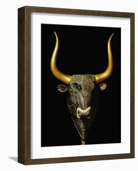 Bull with Horns of Gilded Wood, Black Steatite Rhyton (1700-1400 BCE), Minoan-null-Framed Giclee Print