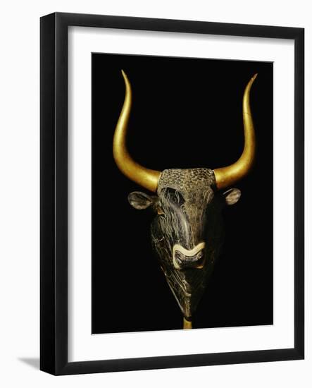 Bull with Horns of Gilded Wood, Black Steatite Rhyton (1700-1400 BCE), Minoan-null-Framed Giclee Print