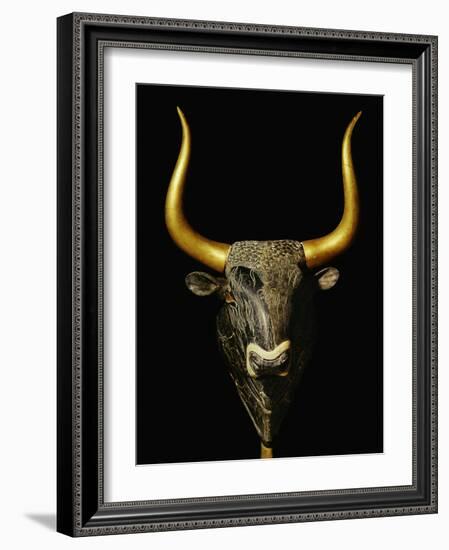 Bull with Horns of Gilded Wood, Black Steatite Rhyton (1700-1400 BCE), Minoan-null-Framed Giclee Print