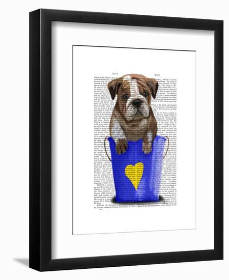 Bulldog Bucket of Love Blue-Fab Funky-Framed Art Print