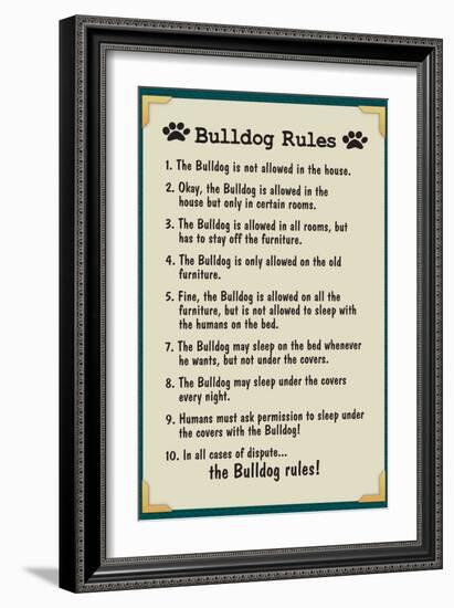 Bulldog House Rules-null-Framed Art Print