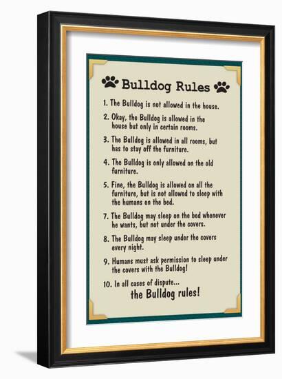 Bulldog House Rules-null-Framed Art Print