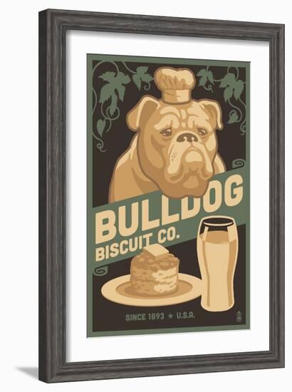 Bulldog - Retro Bisquit Ad-Lantern Press-Framed Art Print