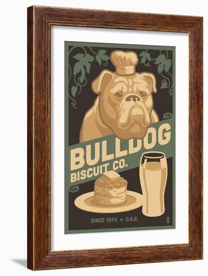 Bulldog - Retro Bisquit Ad-Lantern Press-Framed Art Print