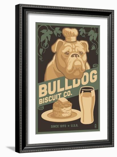 Bulldog - Retro Bisquit Ad-Lantern Press-Framed Art Print