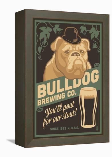 Bulldog - Retro Stout Beer Ad-Lantern Press-Framed Stretched Canvas