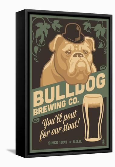 Bulldog - Retro Stout Beer Ad-Lantern Press-Framed Stretched Canvas