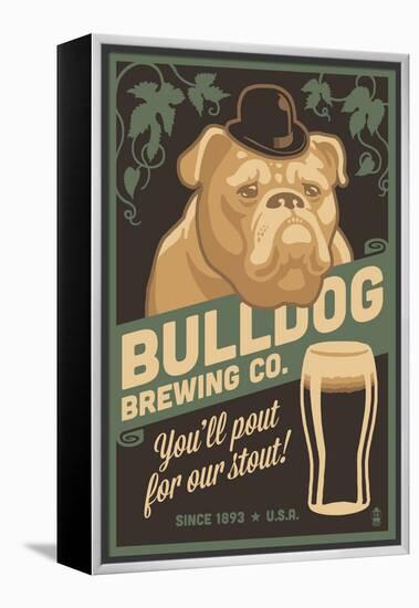 Bulldog - Retro Stout Beer Ad-Lantern Press-Framed Stretched Canvas