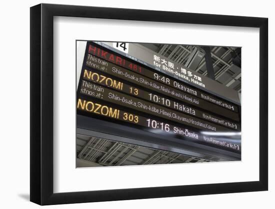 Bullet Train Departure Board, Kyoto, Japan-Stuart Black-Framed Photographic Print