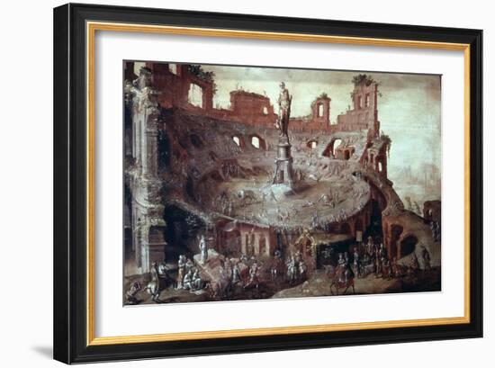 Bullfight a L'Antique, 1552-Maerten van Heemskerck-Framed Giclee Print