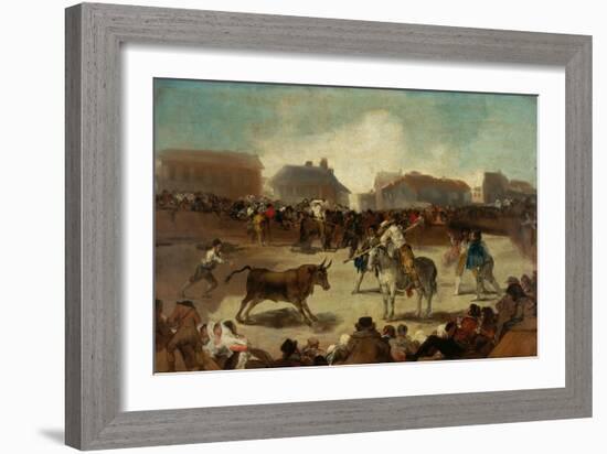 Bullfight in a Village-Francisco de Goya-Framed Giclee Print