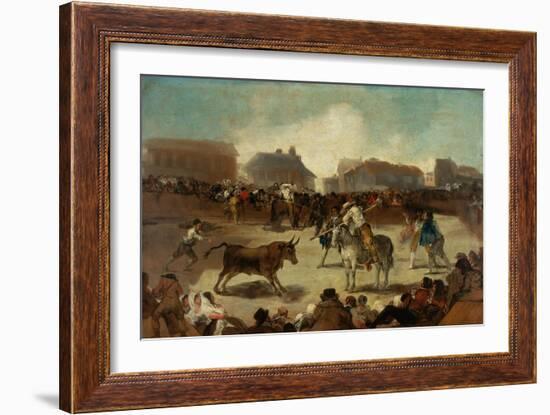 Bullfight in a Village-Francisco de Goya-Framed Giclee Print