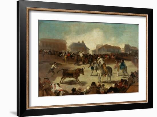 Bullfight in a Village-Francisco de Goya-Framed Giclee Print