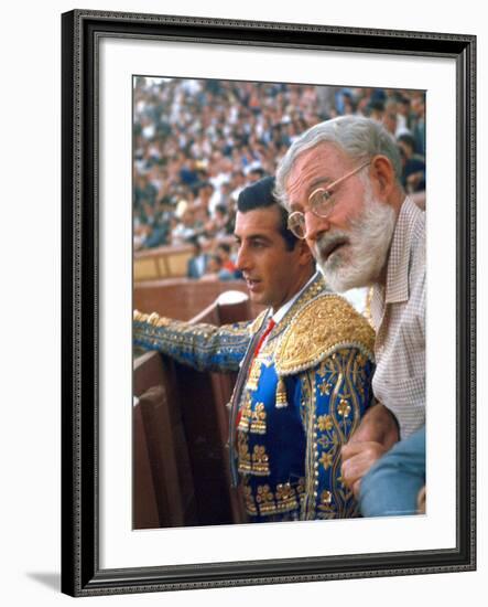 Bullfighter Antonio Ordonez in Bull Ring at El Escorial with Novelist Ernest Hemingway-Loomis Dean-Framed Premium Photographic Print