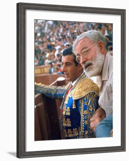 Bullfighter Antonio Ordonez in Bull Ring at El Escorial with Novelist Ernest Hemingway-Loomis Dean-Framed Premium Photographic Print