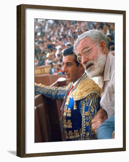 Bullfighter Antonio Ordonez in Bull Ring at El Escorial with Novelist Ernest Hemingway-Loomis Dean-Framed Premium Photographic Print