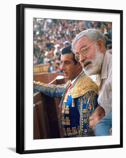 Bullfighter Antonio Ordonez in Bull Ring at El Escorial with Novelist Ernest Hemingway-Loomis Dean-Framed Premium Photographic Print