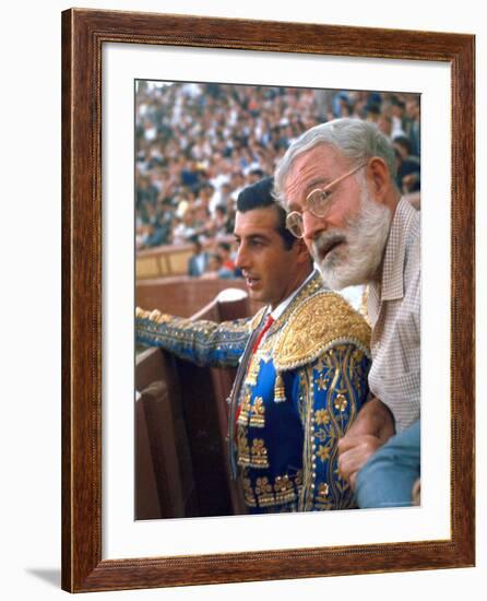 Bullfighter Antonio Ordonez in Bull Ring at El Escorial with Novelist Ernest Hemingway-Loomis Dean-Framed Premium Photographic Print