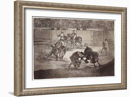 Bullfighting: a Bullfighter Enters the Arena to Kill the Bull with a Hat instead of the Muleta, 181-Francisco Jose de Goya y Lucientes-Framed Giclee Print