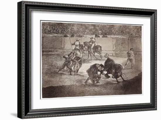 Bullfighting: a Bullfighter Enters the Arena to Kill the Bull with a Hat instead of the Muleta, 181-Francisco Jose de Goya y Lucientes-Framed Giclee Print