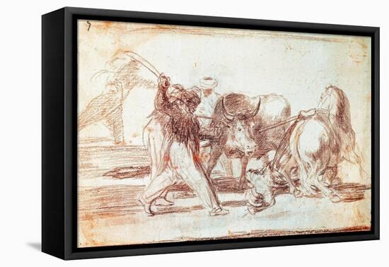 Bullfighting: the Moors Who Resided in Spain, Disregarding the Superstitions of the Koran, Adopted-Francisco Jose de Goya y Lucientes-Framed Premier Image Canvas