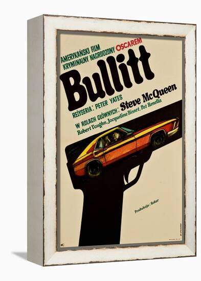 Bullitt, Polish Movie Poster, 1968-null-Framed Stretched Canvas