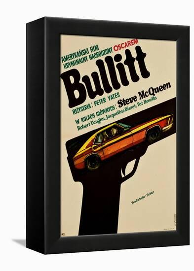 Bullitt, Polish Movie Poster, 1968-null-Framed Stretched Canvas