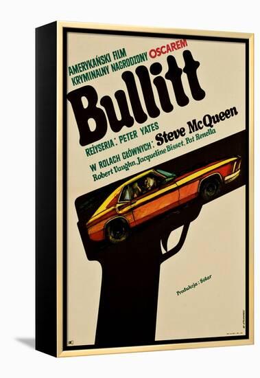 Bullitt, Polish Movie Poster, 1968-null-Framed Stretched Canvas