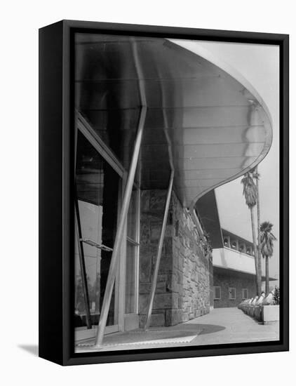 Bullock's Department Store with Architectural Twists, Louvered Roofs, Porch Supports with Porthales-Allan Grant-Framed Premier Image Canvas