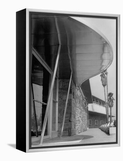 Bullock's Department Store with Architectural Twists, Louvered Roofs, Porch Supports with Porthales-Allan Grant-Framed Premier Image Canvas